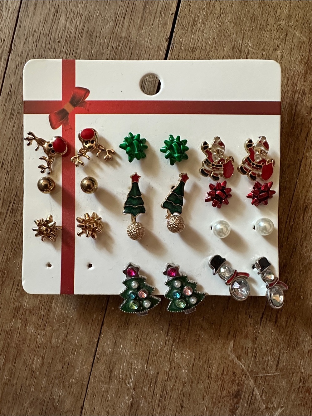Holiday Earring Set - Green Red Gold - 11 Pairs